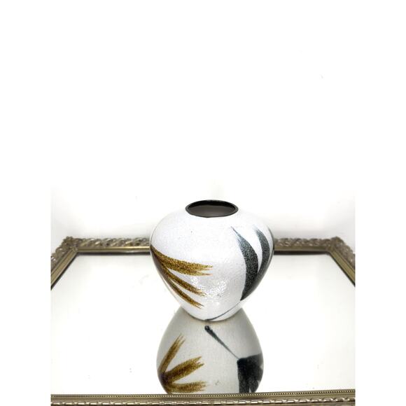 Vintage Handpainted Ceramic Pottery Vase with Fan Brush Design - Picture 1 of 9